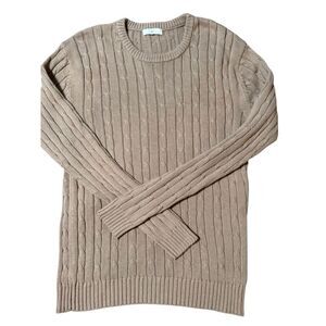 Net Men's beige cable knit crewneck sweater L